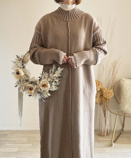 toucher du brise（トゥシェドブリーズ）の「【陽コラボ】  ニットワンピース（ワンピース・レディース・チャコールグレー/ブラウン/ベージュ・M）」の8枚目の写真