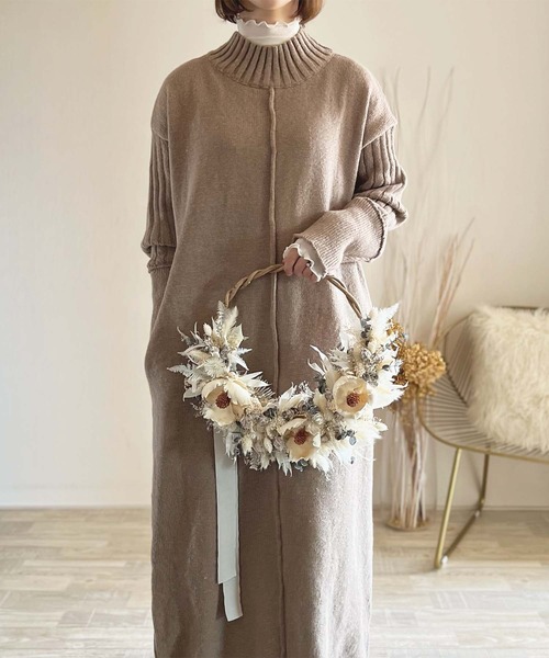 toucher du brise（トゥシェドブリーズ）の「【陽コラボ】  ニットワンピース（ワンピース・レディース・チャコールグレー/ブラウン/ベージュ・M）」の5枚目の写真