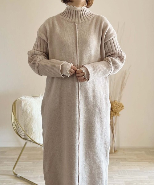 toucher du brise（トゥシェドブリーズ）の「【陽コラボ】  ニットワンピース（ワンピース・レディース・チャコールグレー/ブラウン/ベージュ・M）」の6枚目の写真