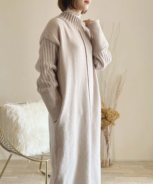 toucher du brise（トゥシェドブリーズ）の「【陽コラボ】  ニットワンピース（ワンピース・レディース・チャコールグレー/ブラウン/ベージュ・M）」の12枚目の写真