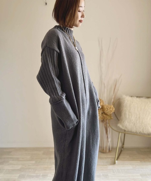 toucher du brise（トゥシェドブリーズ）の「【陽コラボ】  ニットワンピース（ワンピース・レディース・チャコールグレー/ブラウン/ベージュ・M）」の7枚目の写真
