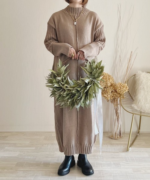 toucher du brise（トゥシェドブリーズ）の「【陽コラボ】  ニットワンピース（ワンピース・レディース・チャコールグレー/ブラウン/ベージュ・M）」の16枚目の写真