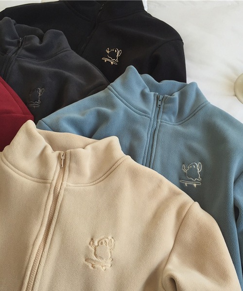 aimoha（アイモハ）の「ユニセックスキャラクター刺繍ボアジャケット（ブルゾン・レディース・ワインレッド/ベージュ/ブルー/ブラック/ダークグレー/チョコ・MEDIUM/X-LARGE/LARGE）」の20枚目の写真