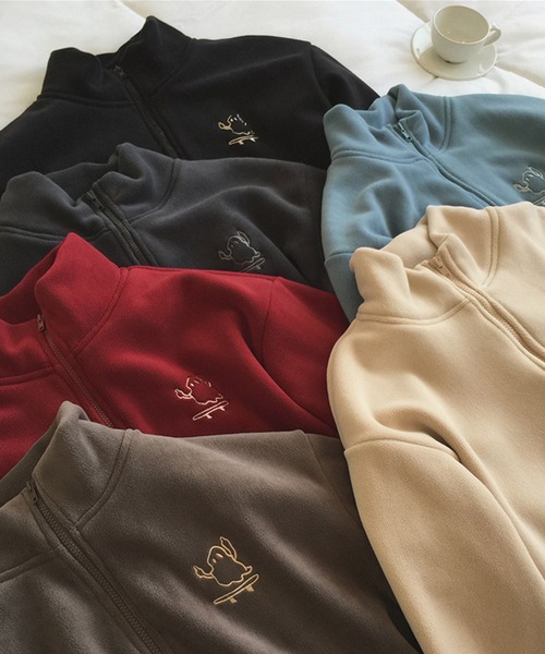 aimoha（アイモハ）の「ユニセックスキャラクター刺繍ボアジャケット（ブルゾン・レディース・ワインレッド/ベージュ/ブルー/ブラック/ダークグレー/チョコ・MEDIUM/X-LARGE/LARGE）」の21枚目の写真