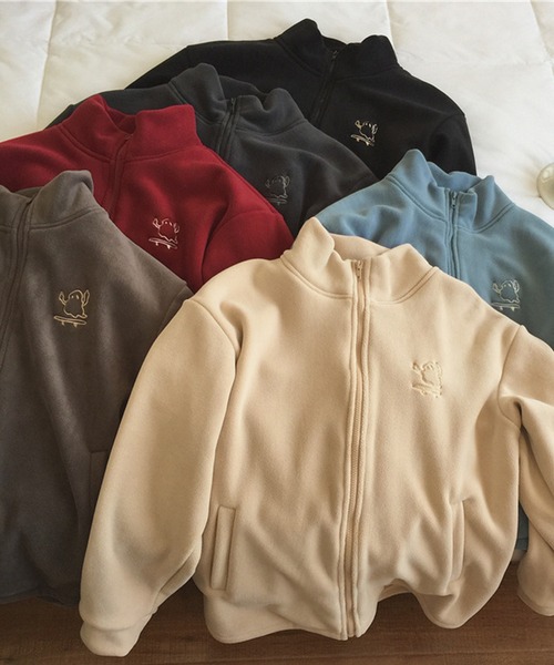 aimoha（アイモハ）の「ユニセックスキャラクター刺繍ボアジャケット（ブルゾン・レディース・ワインレッド/ベージュ/ブルー/ブラック/ダークグレー/チョコ・MEDIUM/X-LARGE/LARGE）」の22枚目の写真