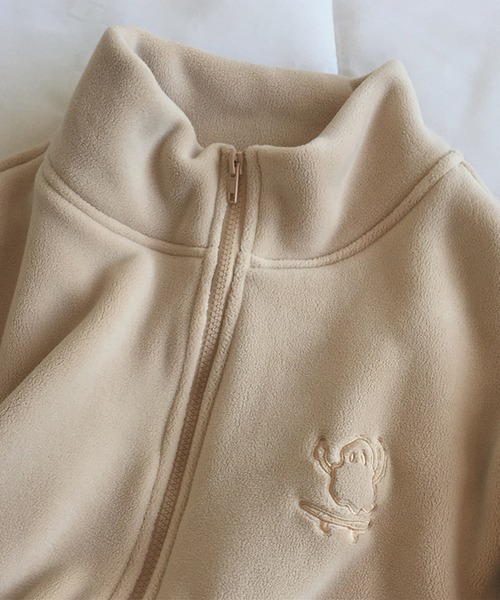 aimoha（アイモハ）の「ユニセックスキャラクター刺繍ボアジャケット（ブルゾン・レディース・ワインレッド/ベージュ/ブルー/ブラック/ダークグレー/チョコ・MEDIUM/X-LARGE/LARGE）」の16枚目の写真