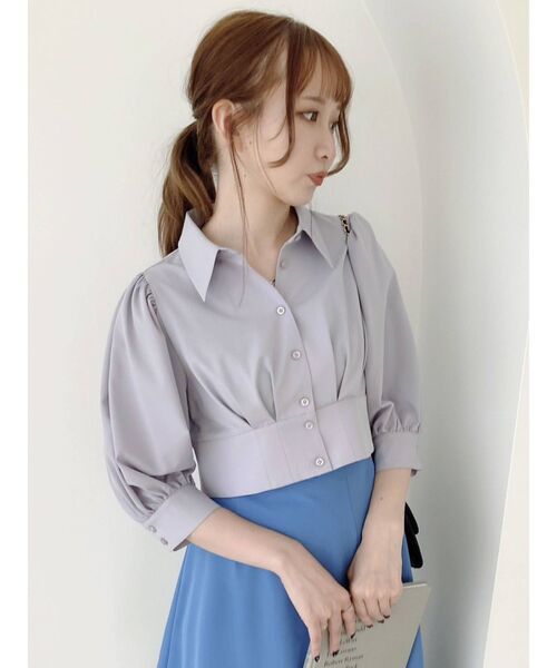 dazzlin（ダズリン）の「バックリボンショートタックブラウス（シャツ/ブラウス・レディース・グレー/オフホワイト/グリーン・FREE）」の5枚目の写真