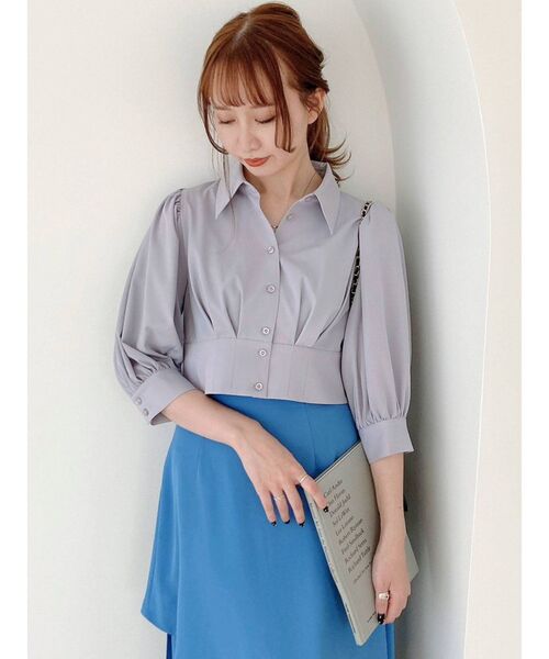 dazzlin（ダズリン）の「バックリボンショートタックブラウス（シャツ/ブラウス・レディース・グレー/オフホワイト/グリーン・FREE）」の12枚目の写真