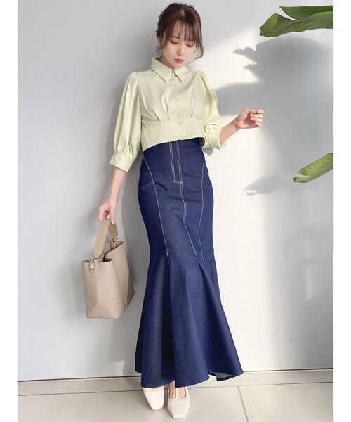 dazzlin（ダズリン）の「バックリボンショートタックブラウス（シャツ/ブラウス・レディース・グレー/オフホワイト/グリーン・FREE）」の13枚目の写真