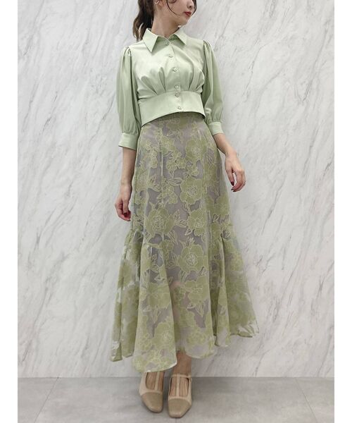 dazzlin（ダズリン）の「バックリボンショートタックブラウス（シャツ/ブラウス・レディース・グレー/オフホワイト/グリーン・FREE）」の16枚目の写真