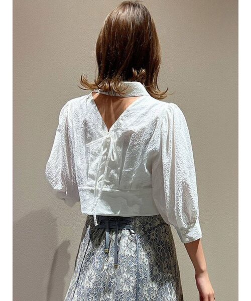 dazzlin（ダズリン）の「バックリボンショートタックブラウス（シャツ/ブラウス・レディース・グレー/オフホワイト/グリーン・FREE）」の21枚目の写真