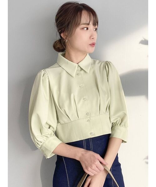 dazzlin（ダズリン）の「バックリボンショートタックブラウス（シャツ/ブラウス・レディース・グレー/オフホワイト/グリーン・FREE）」の15枚目の写真