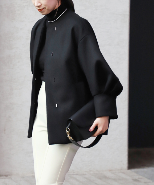 ヴェルメイユパーイエナ　super140's バルーンスリーブコート　ベージュ VERMEIL par iena（ヴェルメイユパーイエナ）の「super140s