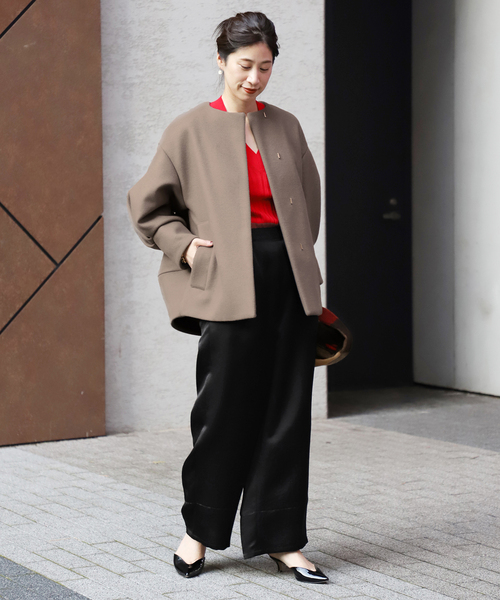 VERMEIL par iena - ヴェルメイユパーイエナ　super140&#39;sバルーンスリーブコート　ベージュ VERMEIL par iena - ヴェルメイユパーイエナ super140'sバルーン