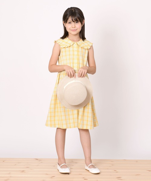 KP（ケーピー）の「先染めチェックの衿付きノースリーブワンピース(140～150)（ワンピース・キッズ・イエロー/ピンク・140cm/150cm）」の3枚目の写真