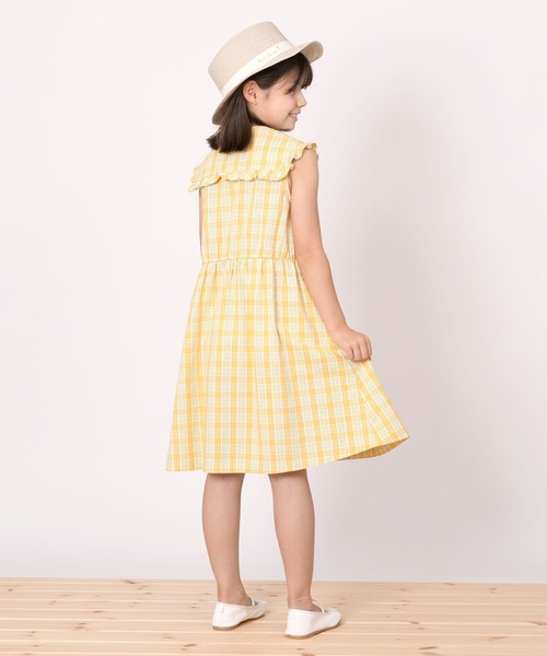 KP（ケーピー）の「先染めチェックの衿付きノースリーブワンピース(140～150)（ワンピース・キッズ・イエロー/ピンク・140cm/150cm）」の4枚目の写真