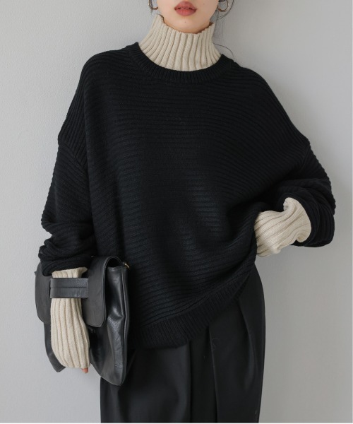 SUGAR BISKET(シュガービスケット)の「レイヤード見せ配色ニットトップス(ニット/セーター・レディース・ブラック/ベージュ/ブラウン/グレー/マルチ・フリー)」の9枚目の写真