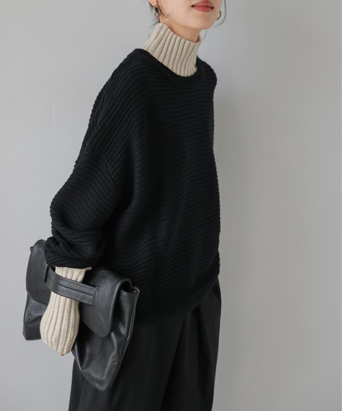 SUGAR BISKET(シュガービスケット)の「レイヤード見せ配色ニットトップス(ニット/セーター・レディース・ブラック/ベージュ/ブラウン/グレー/マルチ・フリー)」の10枚目の写真