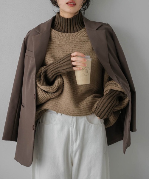 SUGAR BISKET(シュガービスケット)の「レイヤード見せ配色ニットトップス(ニット/セーター・レディース・ブラック/ベージュ/ブラウン/グレー/マルチ・フリー)」の15枚目の写真