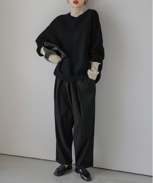 SUGAR BISKET(シュガービスケット)の「レイヤード見せ配色ニットトップス(ニット/セーター・レディース・ブラック/ベージュ/ブラウン/グレー/マルチ・フリー)」の7枚目の写真