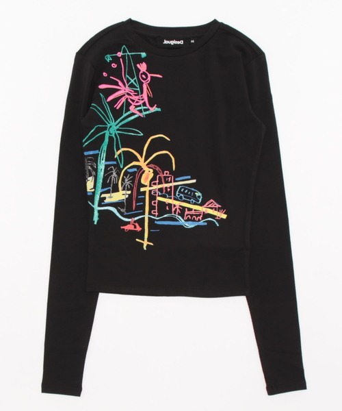 Desigual(デシグアル)の「Javier Mariscal Illustration Crop Tee / ハビエル・マリスカル イラストレーション クロップティー(Tシャツ/カットソー・レディース・ブラック・L/M/S/XL/XS)」の1枚目の写真