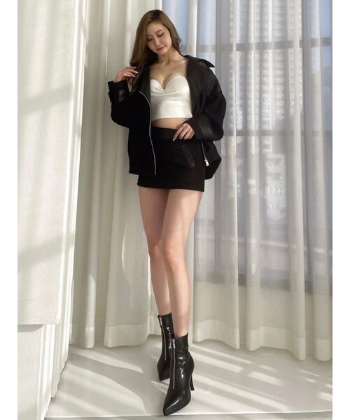 GYDA（ジェイダ）の「【セットアップ着用可】Spring Tweed BIGライダースジャケット（ライダースジャケット・レディース・ブラック/アイボリー・FREE）」の13枚目の写真