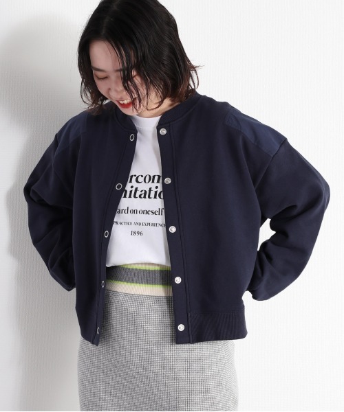 cepo（セポ）の「スナップボタン スウェットカーディガン（カーディガン/ボレロ・レディース・ネイビー/ブラウン/オフホワイト・M）」の4枚目の写真