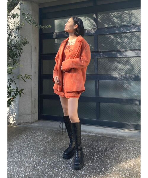 EVRIS（エヴリス）の「オーバーサイズツイードジャケット【セットアップ着用可能】（テーラードジャケット・レディース・ブルー/グリーン/オレンジ・FREE）」の12枚目の写真