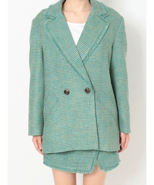 EVRIS（エヴリス）の「オーバーサイズツイードジャケット【セットアップ着用可能】（テーラードジャケット・レディース・ブルー/グリーン/オレンジ・FREE）」の15枚目の写真