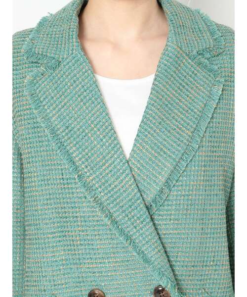 EVRIS（エヴリス）の「オーバーサイズツイードジャケット【セットアップ着用可能】（テーラードジャケット・レディース・ブルー/グリーン/オレンジ・FREE）」の18枚目の写真