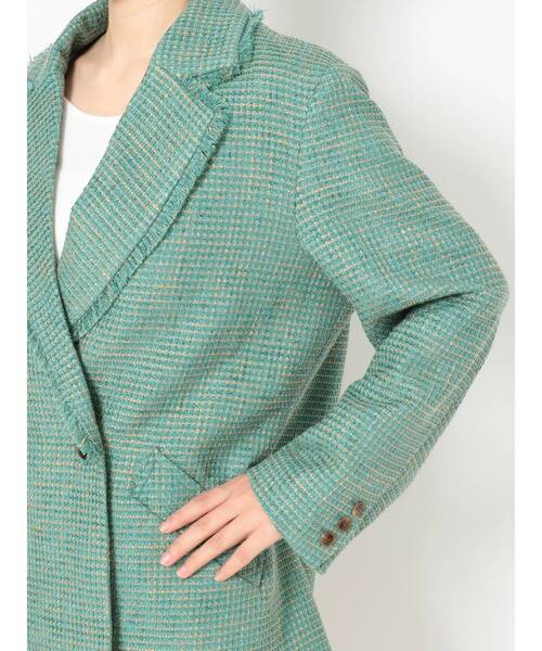 EVRIS（エヴリス）の「オーバーサイズツイードジャケット【セットアップ着用可能】（テーラードジャケット・レディース・ブルー/グリーン/オレンジ・FREE）」の19枚目の写真