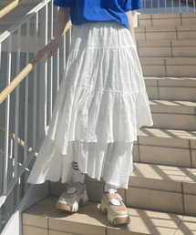 コットンボイルランダムティアードスカート