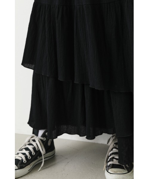 RODEO CROWNS WIDE BOWL（ロデオクラウンズワイドボウル）の「コットンボイルランダムティアードスカート（スカート・レディース・ホワイト/ブラック・FREE）」の5枚目の写真