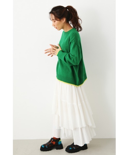 RODEO CROWNS WIDE BOWL（ロデオクラウンズワイドボウル）の「コットンボイルランダムティアードスカート（スカート・レディース・ホワイト/ブラック・FREE）」の4枚目の写真