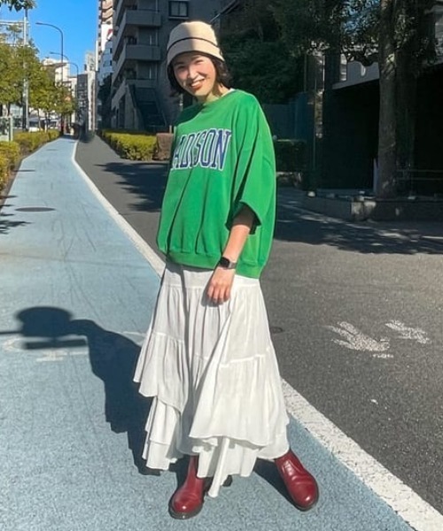 RODEO CROWNS WIDE BOWL（ロデオクラウンズワイドボウル）の「コットンボイルランダムティアードスカート（スカート・レディース・ホワイト/ブラック・FREE）」の19枚目の写真