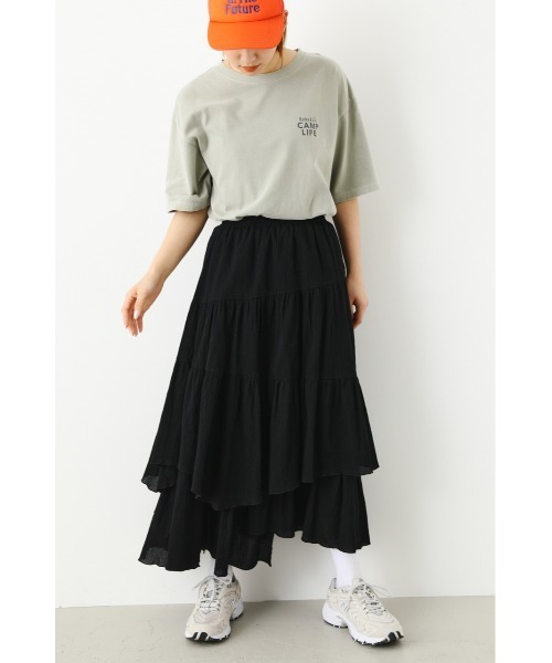 RODEO CROWNS WIDE BOWL（ロデオクラウンズワイドボウル）の「コットンボイルランダムティアードスカート（スカート・レディース・ホワイト/ブラック・FREE）」の16枚目の写真