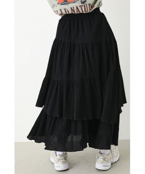 RODEO CROWNS WIDE BOWL（ロデオクラウンズワイドボウル）の「コットンボイルランダムティアードスカート（スカート・レディース・ホワイト/ブラック・FREE）」の18枚目の写真