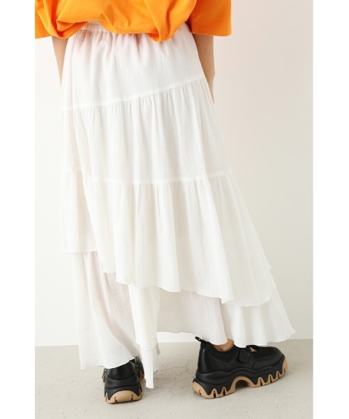 RODEO CROWNS WIDE BOWL（ロデオクラウンズワイドボウル）の「コットンボイルランダムティアードスカート（スカート・レディース・ホワイト/ブラック・FREE）」の12枚目の写真