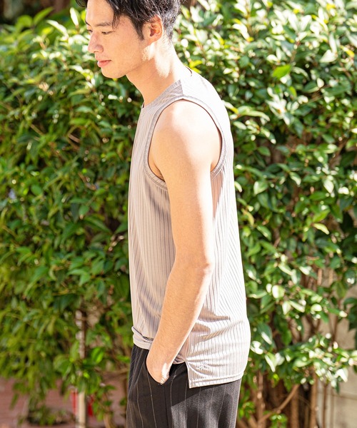 CALL&RESPONSE（コールアンドレスポンス）の「mta492-トタンリブ-タンクトップ（タンクトップ・メンズ・ブラック/ミント/ホワイト/グレイッシュベージュ/イエロー・4/2）」の4枚目の写真