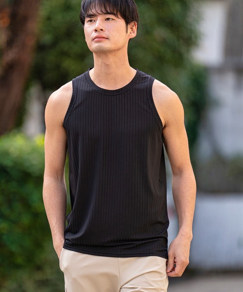 CALL&RESPONSE（コールアンドレスポンス）の「mta492-トタンリブ-タンクトップ（タンクトップ・メンズ・ブラック/ミント/ホワイト/グレイッシュベージュ/イエロー・4/2）」の3枚目の写真