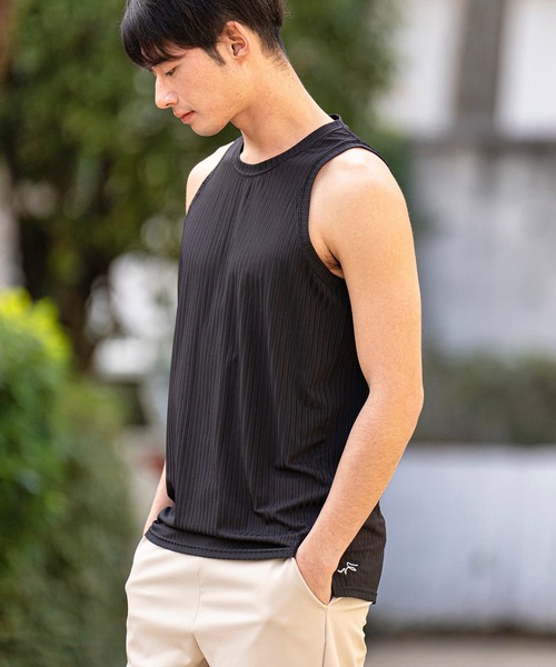 CALL&RESPONSE（コールアンドレスポンス）の「mta492-トタンリブ-タンクトップ（タンクトップ・メンズ・ブラック/ミント/ホワイト/グレイッシュベージュ/イエロー・4/2）」の6枚目の写真