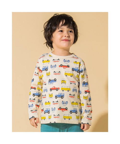 Noeil aime BeBe(ノイユエイムベベ)の「Noeil aime BeBe/クルマ 総柄 天竺 Tシャツ (80~130cm)(Tシャツ/カットソー・キッズ・ホワイト系その他/グレー系その他・110/80/90/130/120/100)」の2枚目の写真