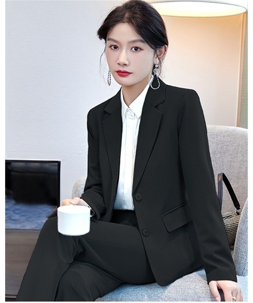 Ritzy（リッツィー）の「シングルボタンテーラードジャケット+パンツ　2点セット（セットアップ・レディース・ブラック/ネイビー・M/L/XL）」の5枚目の写真