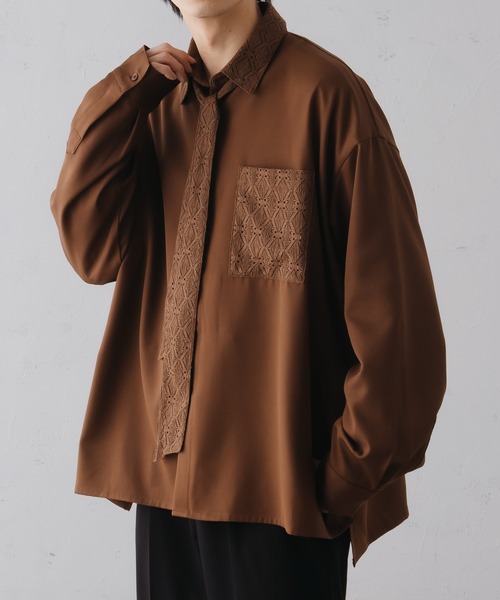 epnok(エプノック)の「レースボウタイルーズシャツ(シャツ/ブラウス・メンズ・ブラック/アイボリー/ブラウン・SMALL/MEDIUM/LARGE)」の2枚目の写真