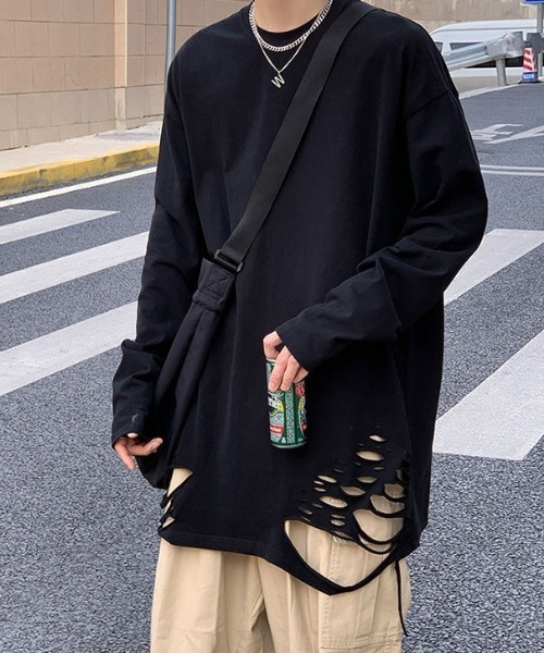 MGV(エムジーヴィー)の「クラッシュドヘムグランジL/Stee(Tシャツ/カットソー・メンズ・ブラック/ホワイト・MEDIUM/LARGE/X-LARGE)」の1枚目の写真