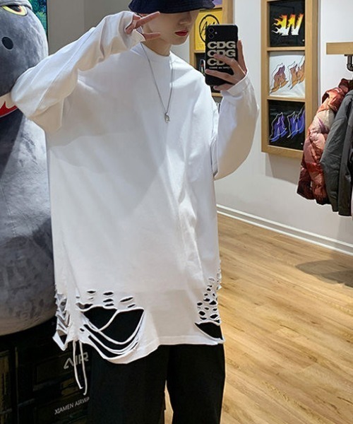 MGV(エムジーヴィー)の「クラッシュドヘムグランジL/Stee(Tシャツ/カットソー・メンズ・ブラック/ホワイト・MEDIUM/LARGE/X-LARGE)」の4枚目の写真