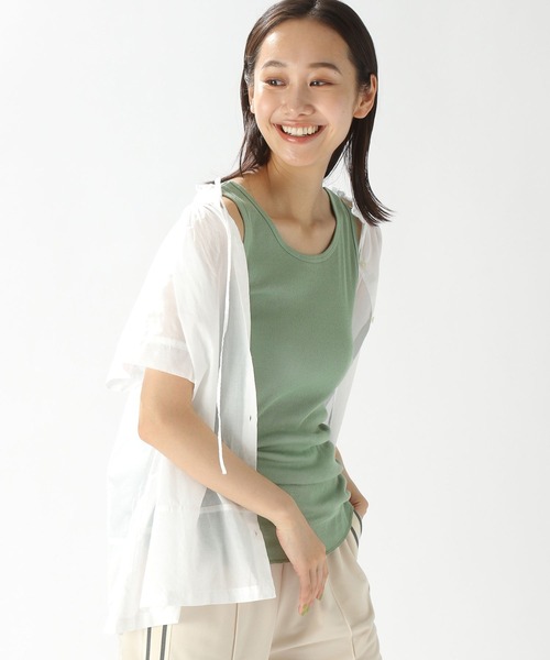 niko and...(ニコアンド)の「スーピマ2WAYタンクトップ(タンクトップ・レディース・アイボリー/オフホワイト/グリーン/チャコール/オレンジ/ラベンダー/ライトベージュ/セージグリーン/イエロー/モカ/ライトグリーン・SMALL/LARGE/MEDIUM)」の8枚目の写真