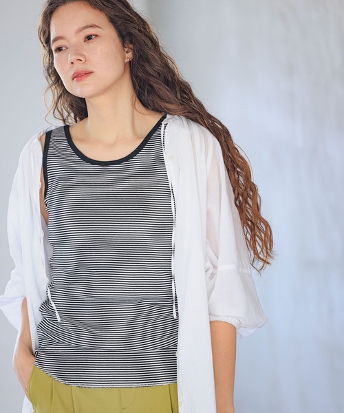 niko and...(ニコアンド)の「スーピマ2WAYタンクトップ(タンクトップ・レディース・アイボリー/オフホワイト/グリーン/チャコール/オレンジ/ラベンダー/ライトベージュ/セージグリーン/イエロー/モカ/ライトグリーン・SMALL/LARGE/MEDIUM)」の13枚目の写真