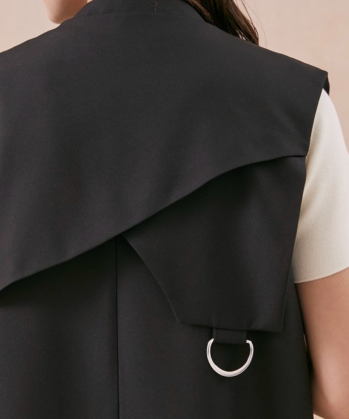 PUBLIC TOKYO（パブリックトウキョウ）の「バッククロスワンピジレ/トレンチライクワンピース（ワンピース・レディース・カーキ/ブラック・FREE）」の4枚目の写真