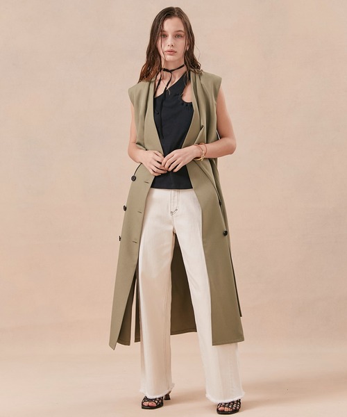 PUBLIC TOKYO（パブリックトウキョウ）の「バッククロスワンピジレ/トレンチライクワンピース（ワンピース・レディース・カーキ/ブラック・FREE）」の16枚目の写真